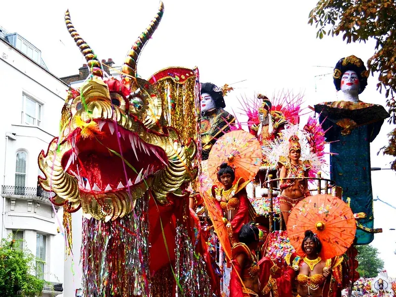 A colourful float at Notting Hill Carnival in London