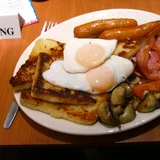 An Ulster fry with soda bread and potato bread