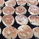 Welsh cakes on a griddle
