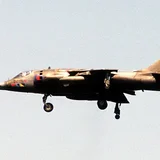 A Harrier jump jet hovering