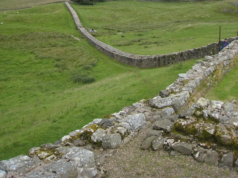 Hadrian's Wall crossing the countryside in northern England